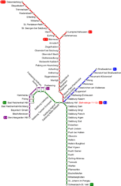 Salzburg S-Bahn network plan.