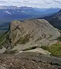 Saddle Mountain seen from the southeast side of Fairview Mountain. Saddleback Pass in lower right.