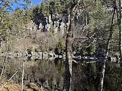 Scree slope at the foot of the clift of the bank
