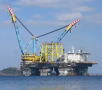 The Saipem 7000, a semi-submersible crane vessel equipped with a J-lay pipe-laying system