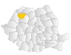 Map of Romania highlighting Sălaj County