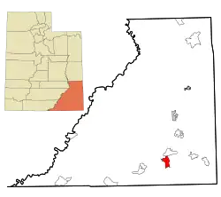 Location in San Juan County and the state of Utah.
