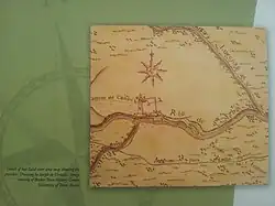 Urrutia's map of the Rio de San Saba area showing the presidio on the north bank and the Acequia para regadio (irrigation canal) to the south