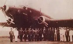 Italian pilots of a Savoia-Marchetti SM.75 long-range cargo aircraft meeting with Japanese officials upon arriving in East Asia in 1942