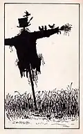 Scarecrow. Drawing by Carus. Postcard from 1910–1915.