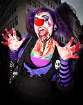 Zombie clown at World Zombie Day, London 2011.