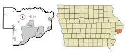 Location of Donahue, Iowa