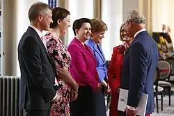 Charles greeting Davidson, Sturgeon, and other members of the Scottish Parliament