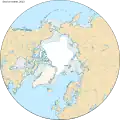 Change in extent of the Arctic Sea ice between April and August, in 2013