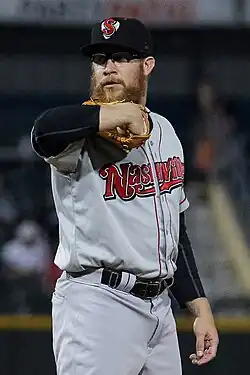 Sean Doolittle pitching for Nashville in 2017