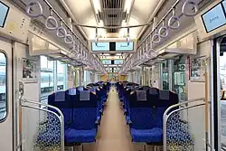 Interior of a 40000 series S-Train carriage, with transverse seat configuration