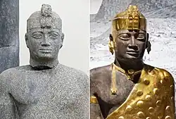 Senkamanisken, original in Kerma Museum, and Louvre Museum reconstruction through color-pigment analysis