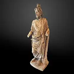Statue of Serapis, made in the region of Verona in the early 2nd century from marble from Mount Pentelicus, owned by Francesco Scipione in the 18th century. On display at Musée d'Art et d'Histoire in Geneva.