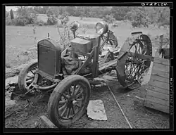 This photograph of a homemade tractor came from an August, 1938 trip to FSA client farmers in Berks County, Pennsylvania.