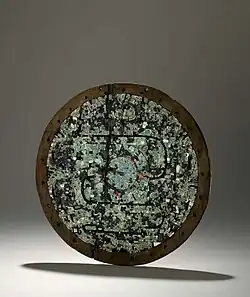 Ceremonial māhuizzoh Chīmalli (shield) with mosaic decoration. Aztec or Mixtec, AD 1400-1521. In the British Museum