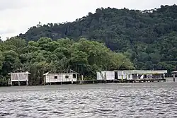 The former fueling station on the island