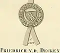 Seal of Friedrich von der Decken noted as Zackewolde in a document dated 1394. This is the oldest seal of the family. (copied).[8]