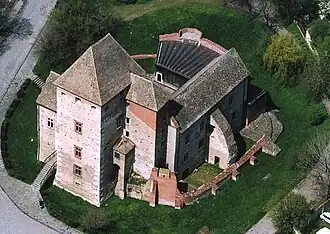 The castle fortress of Simontornya in Hungary was donated in the 1720s to the Limburg Styrum, but soon they built a new a castle, and turned the old one into a barn. The fortress was later inherited by the counts of Esterhazy.