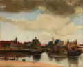 View on Delft, oil on canvas, copied after a work by Johannes Vermeer