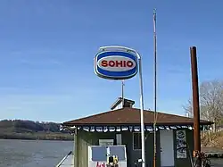BP continues to sell marine fuel under the Sohio brand at various marinas on Ohio waterways and in Ohio state parks in order to protect its rights in the Sohio and Standard Oil names. The Anderson Ferry Marina near Cincinnati, Ohio is pictured.
