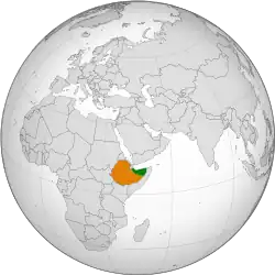 Map indicating locations of Somaliland and Ethiopia