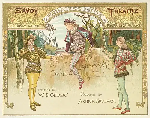 three young men in medieval costume climb over a wall