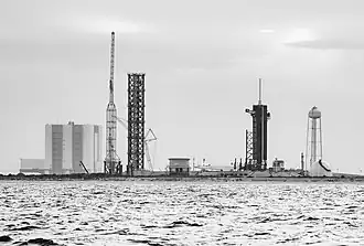 Construction of the future launch tower for the dedicated SpaceX Starship launch pad at LC-39A (2022)
