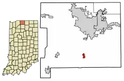 Location of Lakeville in St. Joseph County, Indiana.