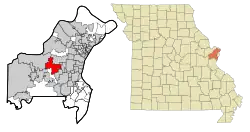 Location of Town and Country, Missouri