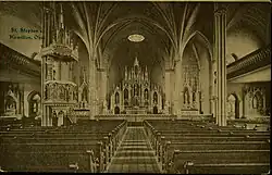 Bye-altars present to the left and right side of the chancel at St. Stephen Church in Hamilton, Ohio