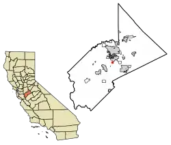 Location of Cowan in Stanislaus County, California.