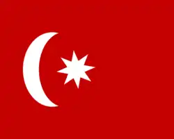 An eight-pointed star flag spotted in 1877, with a slightly tilted star[3]