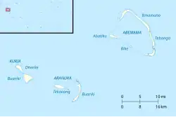 A map of a group of islands in Kiribati which once formed the Kingdom of Abemama.