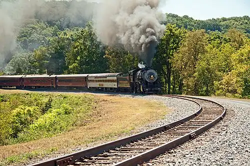 No. 734 traveling on Helmstetter’s Curve, on September 5, 2010