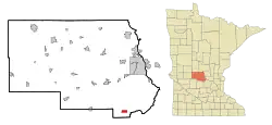 Location of Kimball within Stearns County, Minnesota