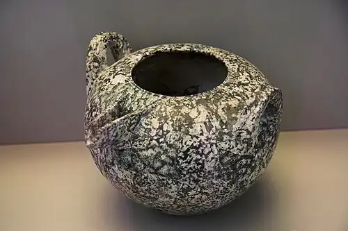 Minoan gabbro bridge-spouted jar, exported to Mycene, c. 1900 – c. 1700 BC