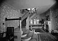Hall and Stair (note the curved windowseat of the tower). Photo: HABS 1965.
