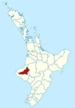 Stratford district within the North Island