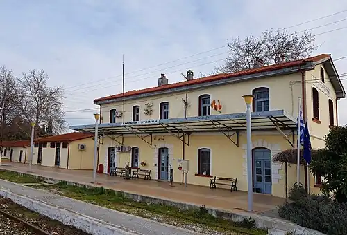 Strymonas railway station trackside, March 2020.