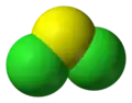 Space-filling model of sulfur dichloride