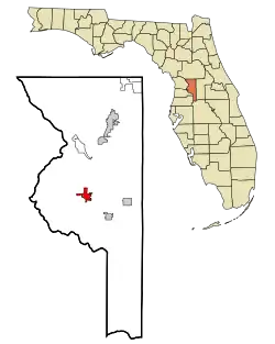 Location in Sumter County and the state of Florida