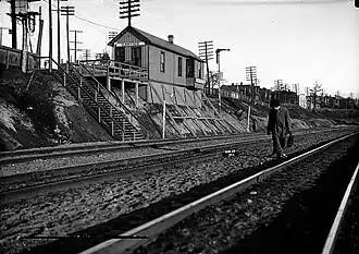 Temporary station in 1911.