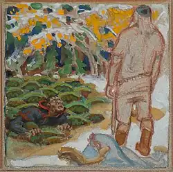 Joukahainen in the mire, Great Kalevala by Akseli Gallen-Kallela, 1925