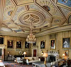 Dining room of Syon House, with a complex ceiling