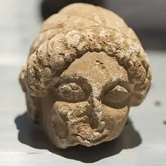 The head of a Greek statue