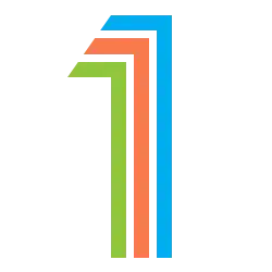 Numeral "1", made up from three lines in green red and blue respectively