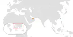 Map indicating locations of Taiwan and United Arab Emirates