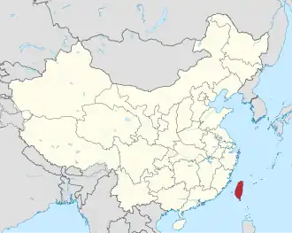 Map showing the location of Taiwan Province