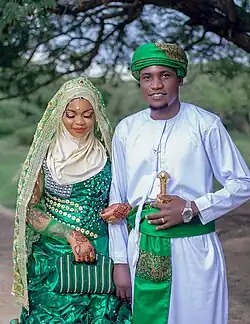A Tanzanian Muslim couple at their wedding