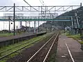 The view from platform 1 in August 2013 looking toward Naoetsu